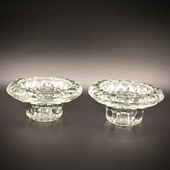 Vintage Faceted Round Crystal Taper Candle Holders - Picture 10 of 16